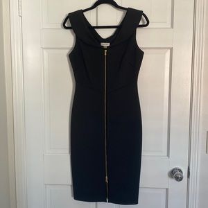 Calvin Klein Black Dress Zipper Front Size 6